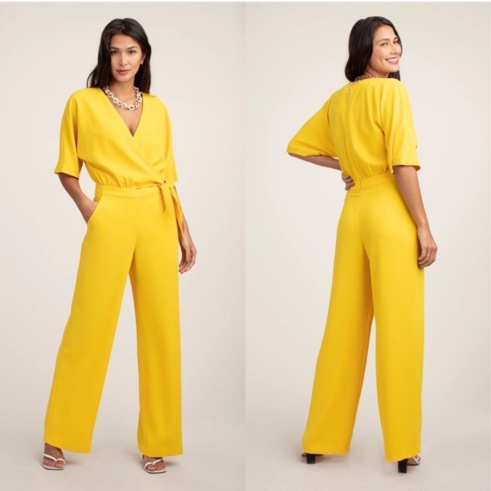 Trina Turk Yellow Wrap Jumpsuit 10